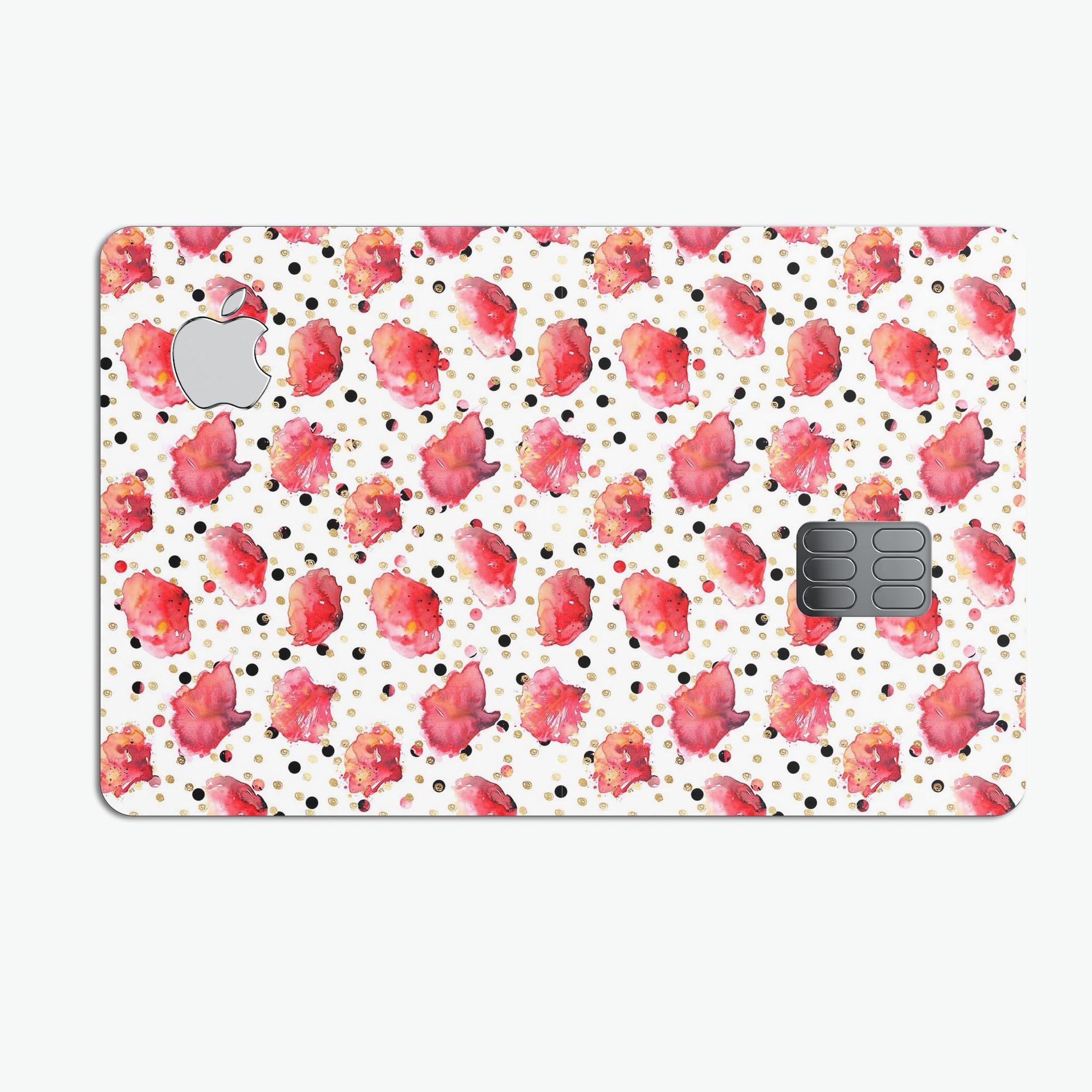 Karamfila Watercolo Poppies V3 decal skin applied on an Apple Card, showcasing vibrant colors and a sleek design.